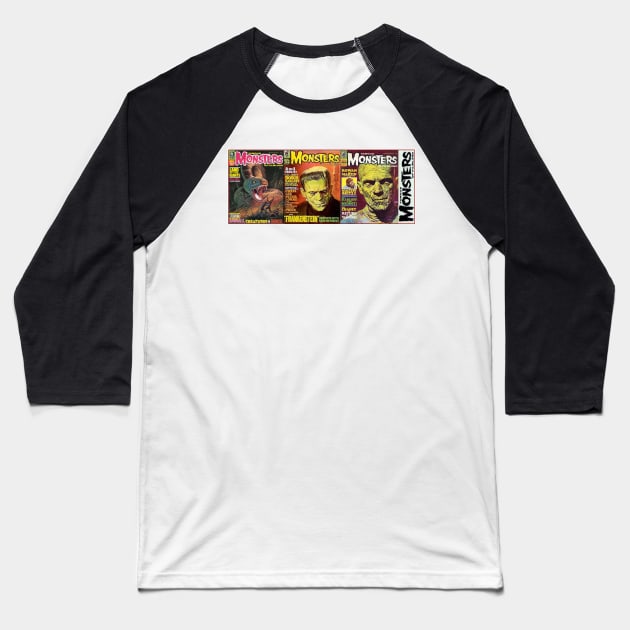 Classic Famous Monsters of Filmland Series 14 Baseball T-Shirt by Starbase79